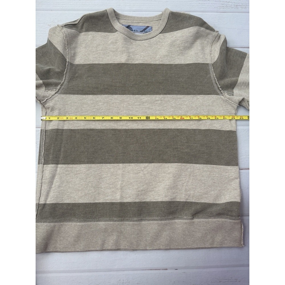 Vintage Gap Sweatshirt‎ Mens Large Tan  Pullover Crewneck Khaki Stripe Raw Edge - Picture 5 of 7